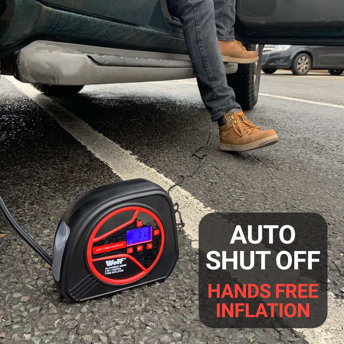 Wolf 2-in-1 Digital Tyre Inflator with LED Light