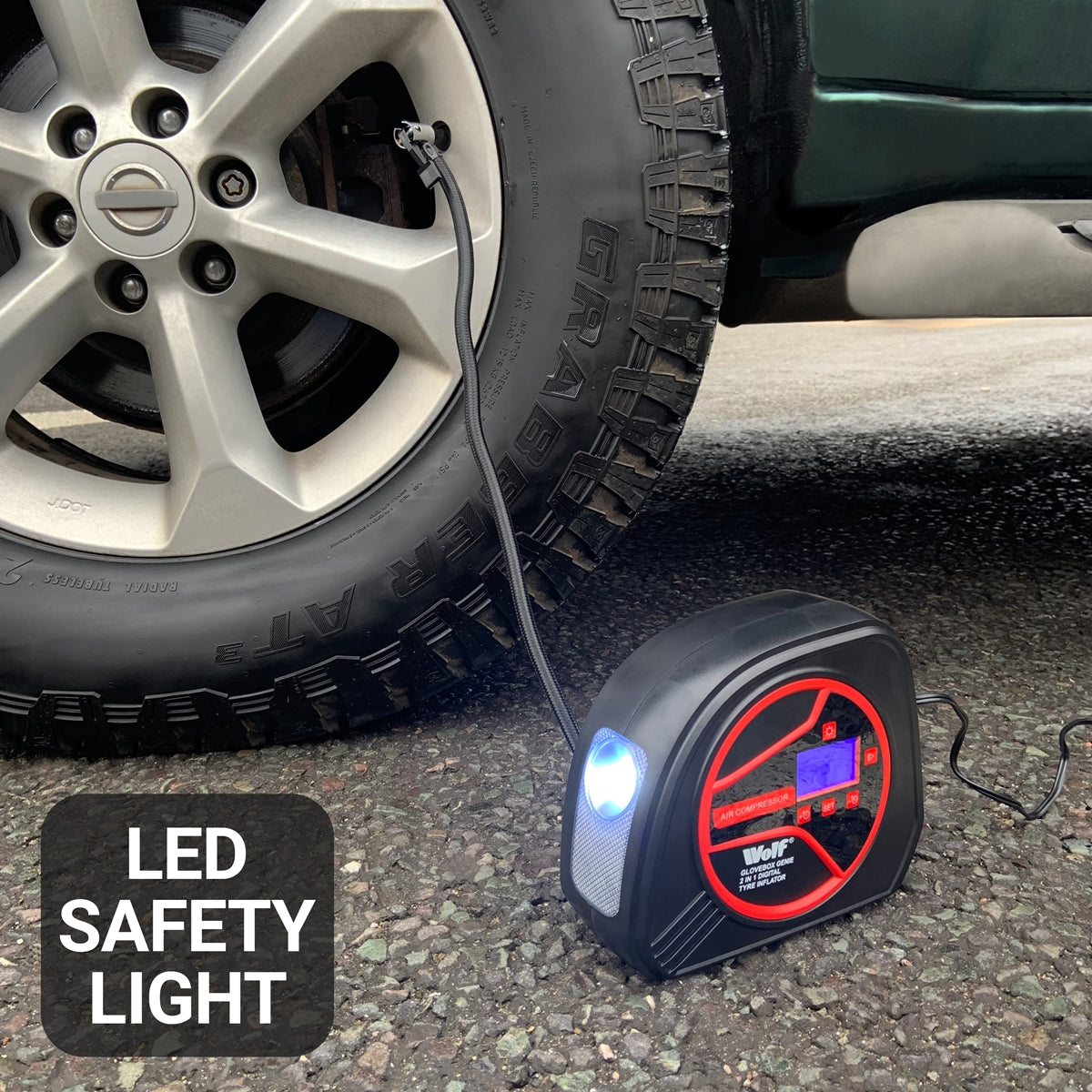 Wolf 2-in-1 Digital Tyre Inflator with LED Light