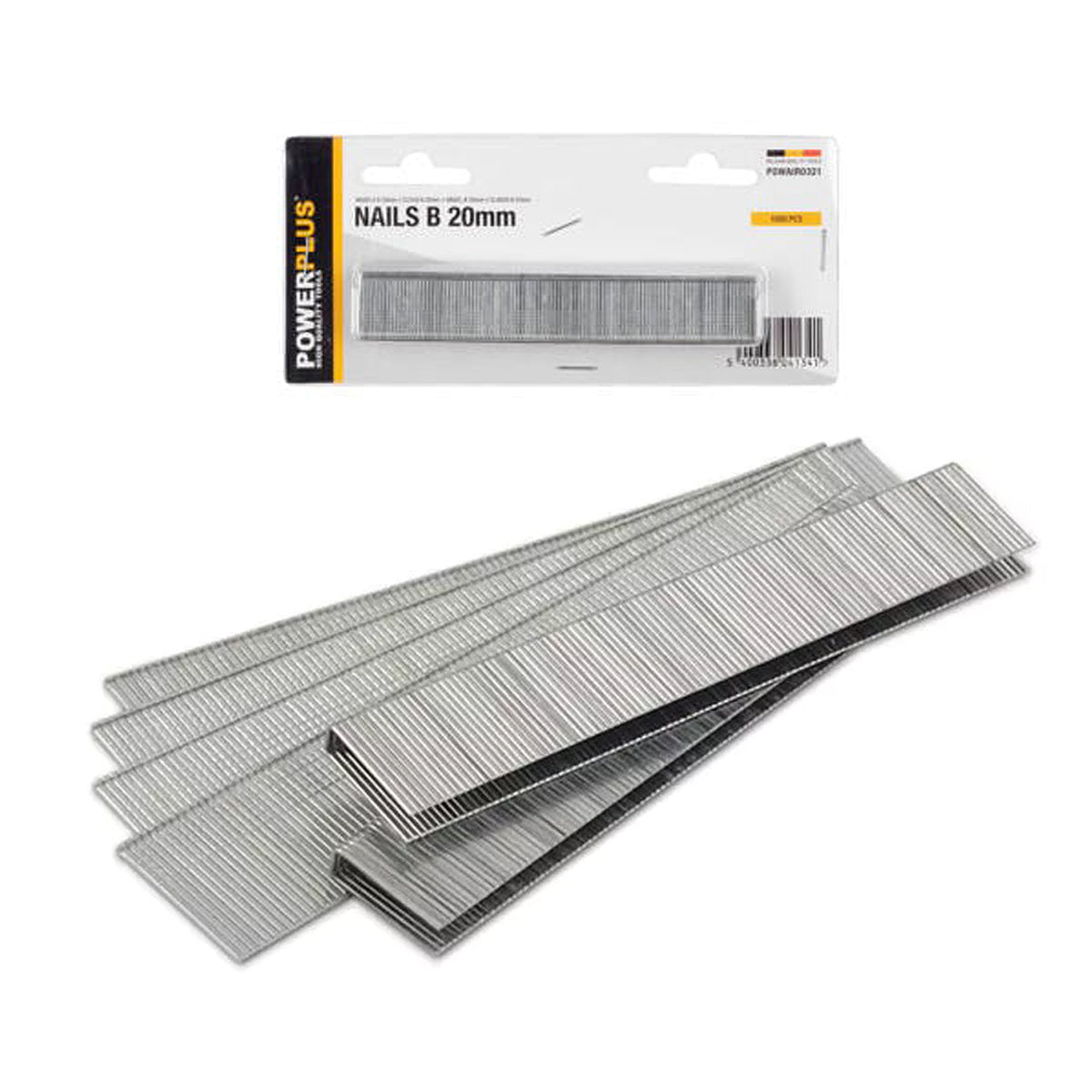 Powerplus 20mm Air Gun Nails 18 Gauge - Set of 1000 POWAIR0321