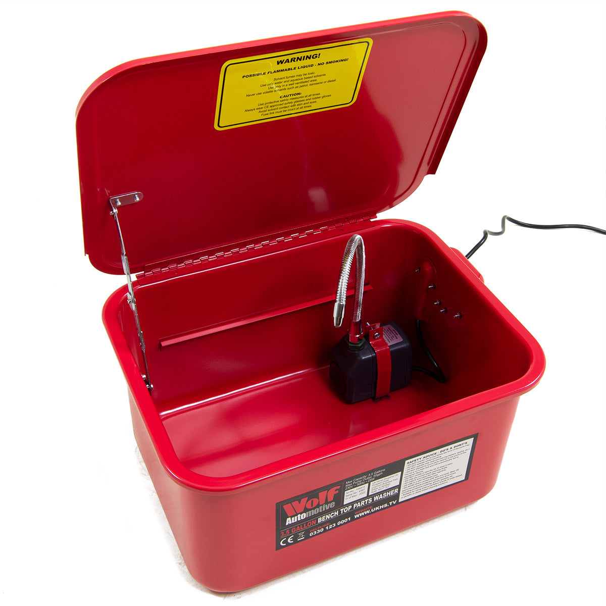 Wolf 3.5 Gallon Bench Top Parts Washer Cleaning & Degreasing Tank