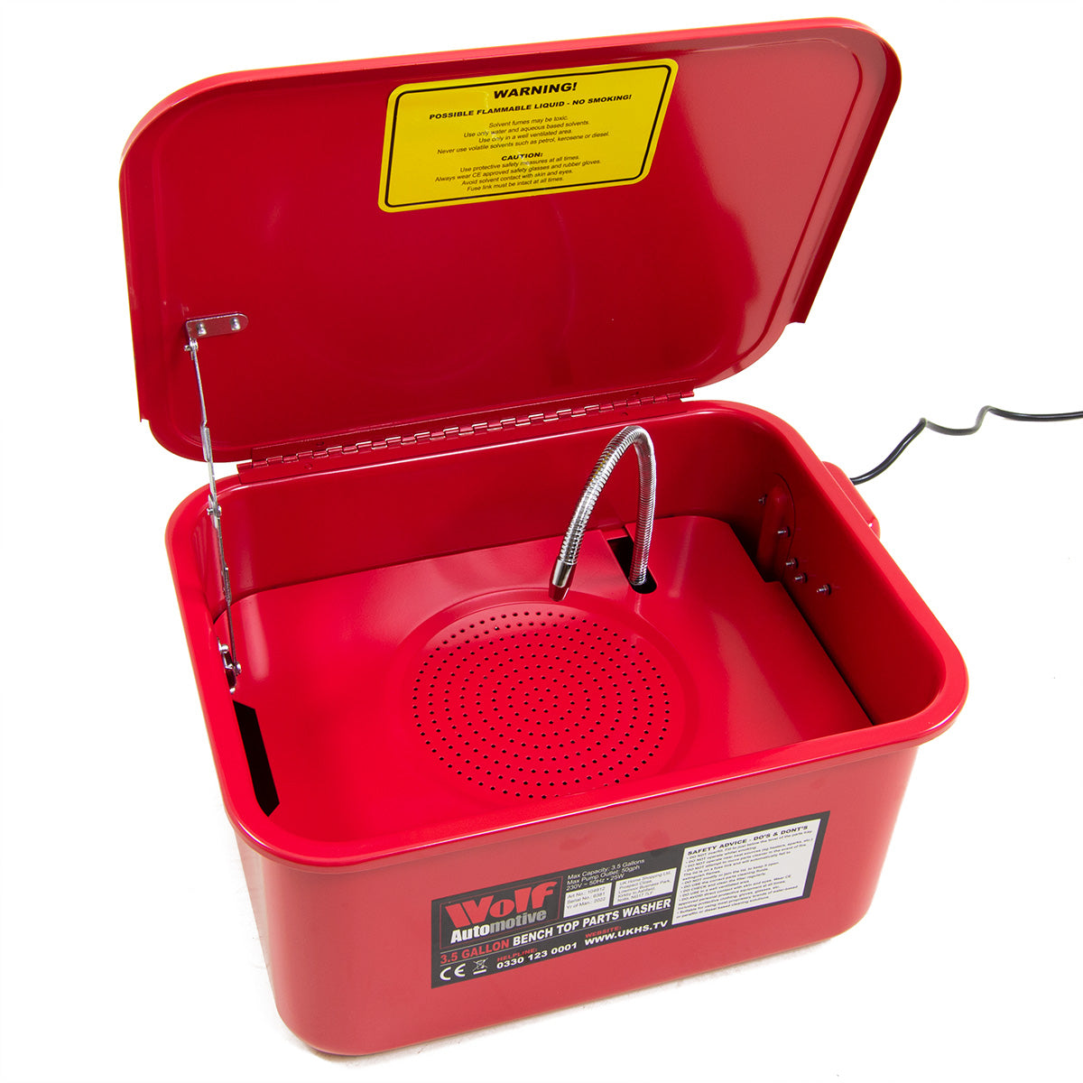 Wolf 3.5 Gallon Bench Top Parts Washer Cleaning & Degreasing Tank