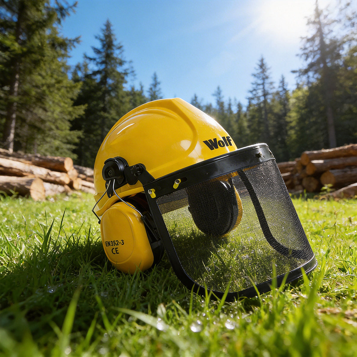 Wolf Safety Hard Helmet with Ear Guard and Visor