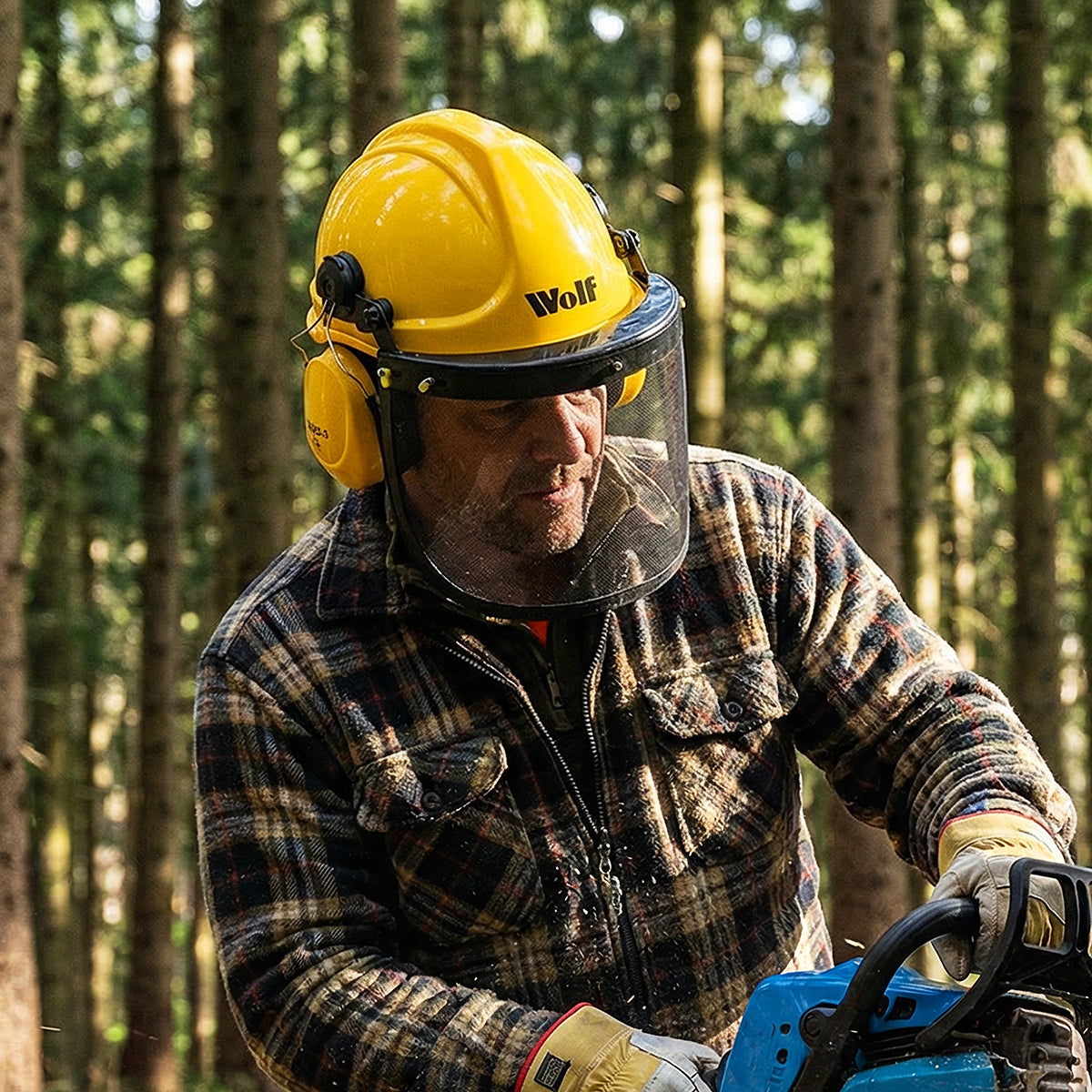 Wolf Safety Hard Helmet with Ear Guard and Visor