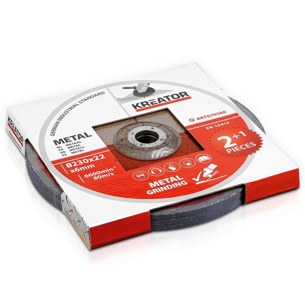 Kreator 3PK Metal Grinding Discs 230mm 22mm Bore KRT070360 - Image 1