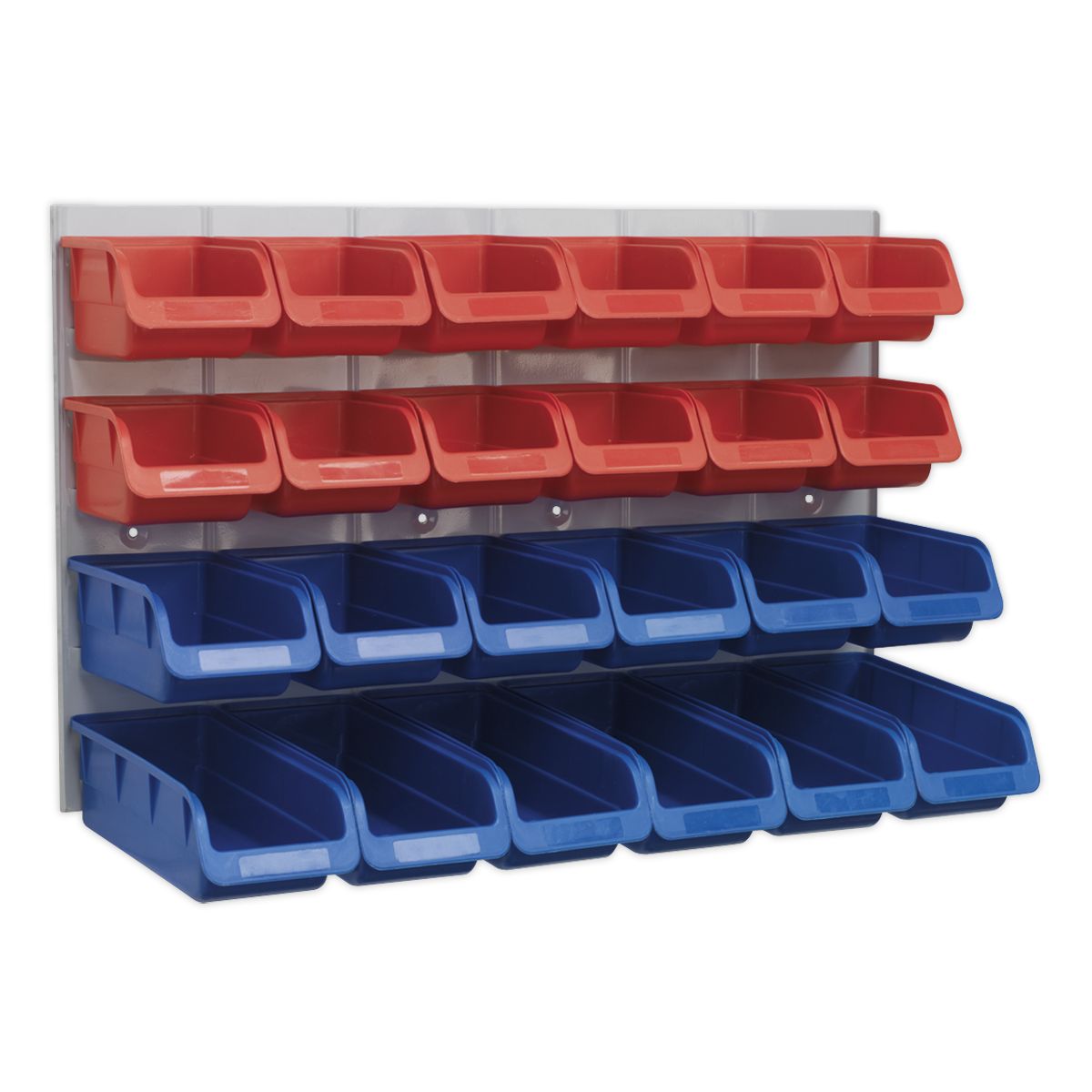 Sealey Bin & Panel Combination 24 Bins Red/Blue - Image 1