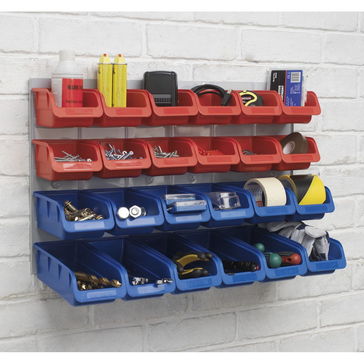 Sealey Bin & Panel Combination 24 Bins Red/Blue - Image 2