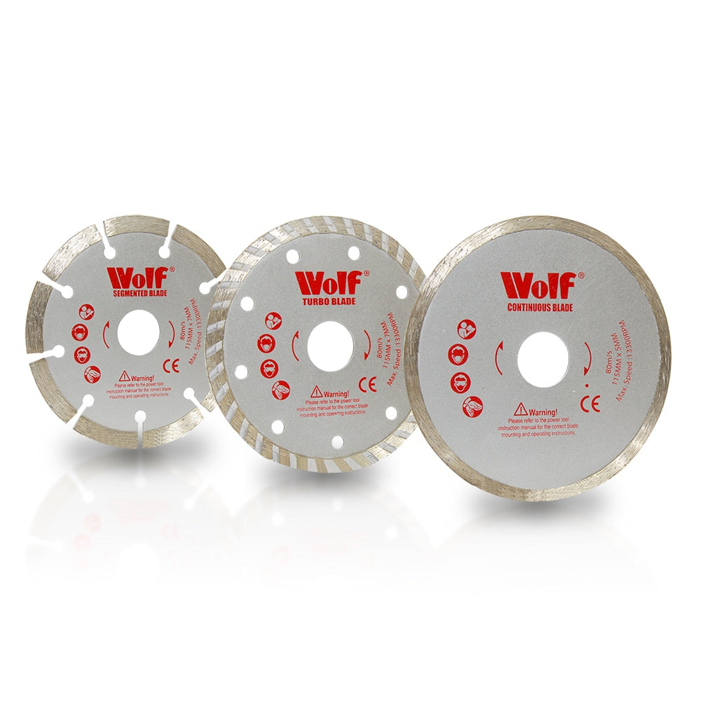 Wolf 115mm Diamond Cutting Discs - Pack of 3 - Image 1