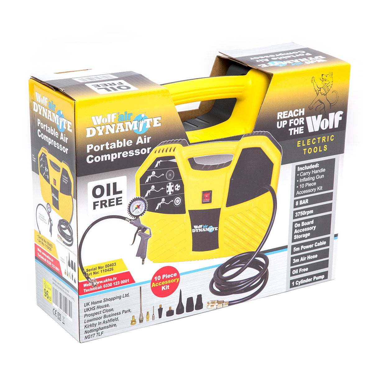 Wolf Air Dynamite Portable Air Compressor With 10pc Accessories - Image 9