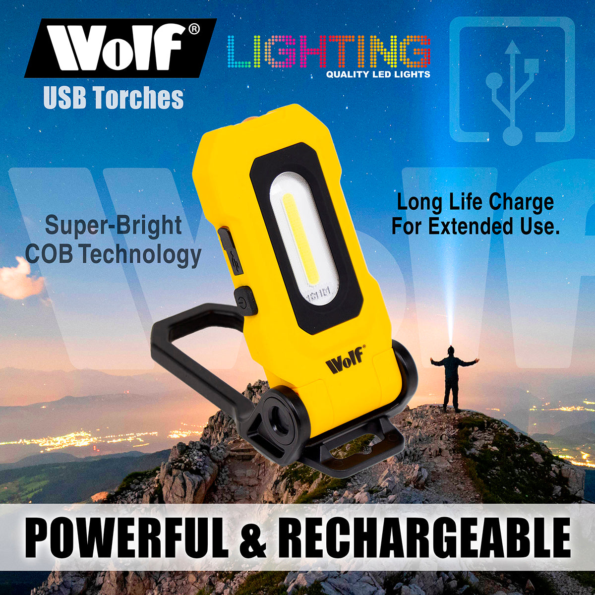 Wolf 2w 200lm 'Torchmate' Rechargeable COB Torch