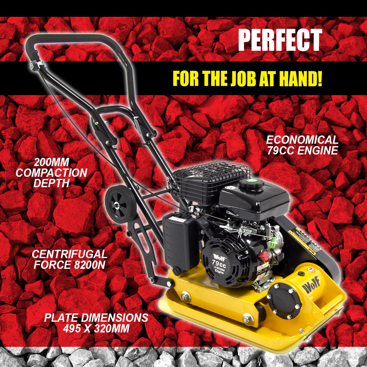 Wolf 8200N Petrol Plate Compactor Wacker with Extras