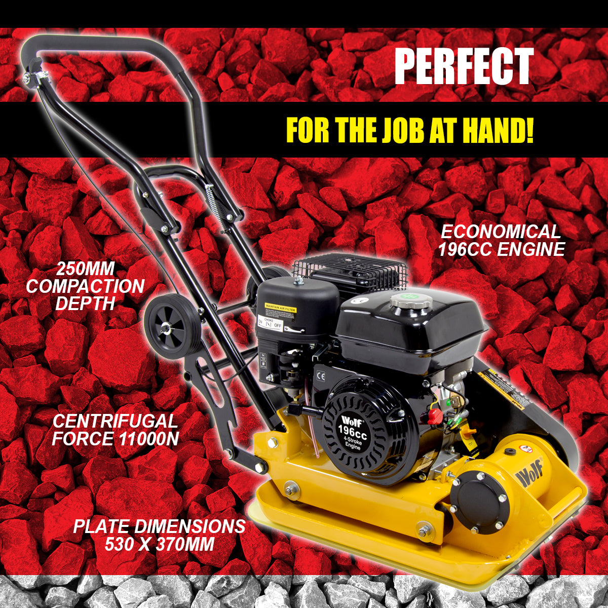 Wolf 11000N Petrol Plate Compactor Wacker with Extras