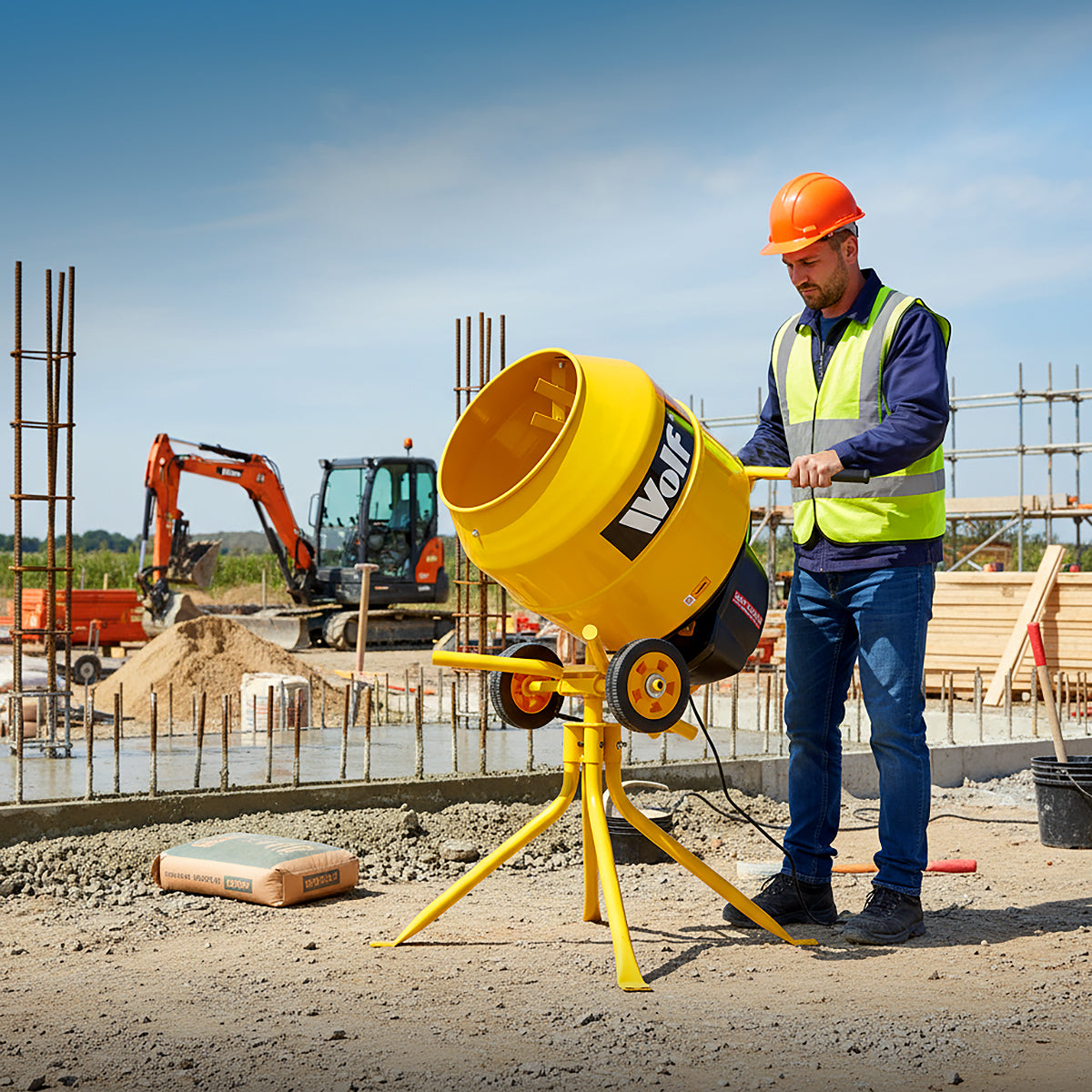 Wolf 550W 135L Cement Concrete Mixer & Stand Belle Style