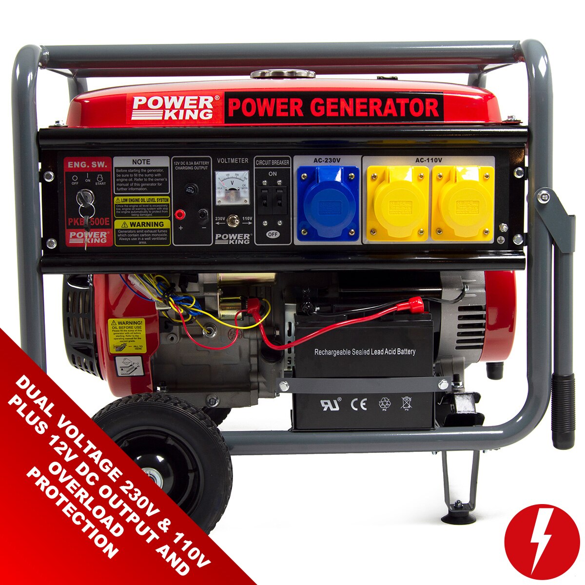 PowerKing Dual Voltage Electric Start Petrol Generator PKB8500E 6500w 8.125kVA 15HP - Image 7