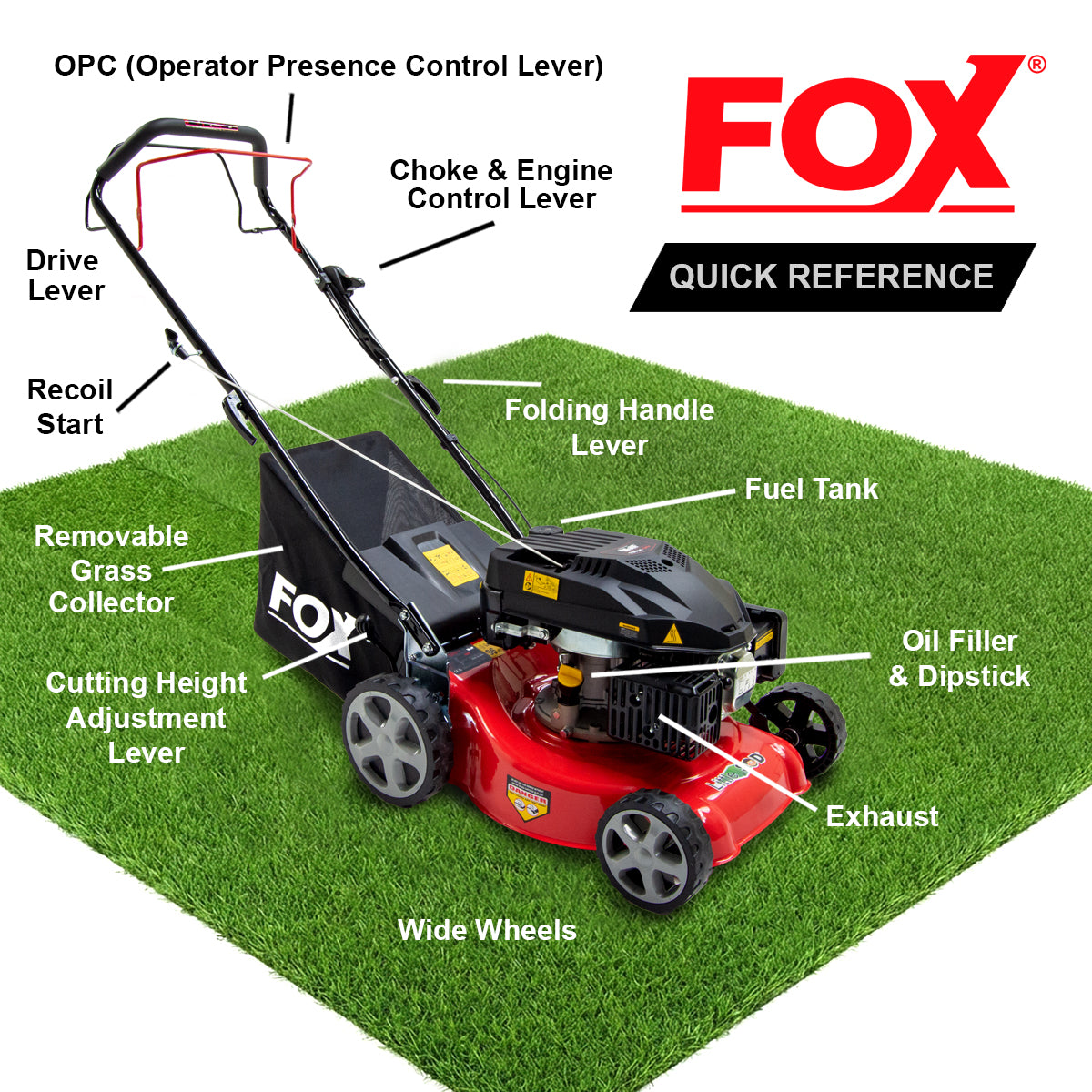 Fox LITTLE SOD 16" Recoil Self Propelled Petrol Lawn Mower 139cc Engine
