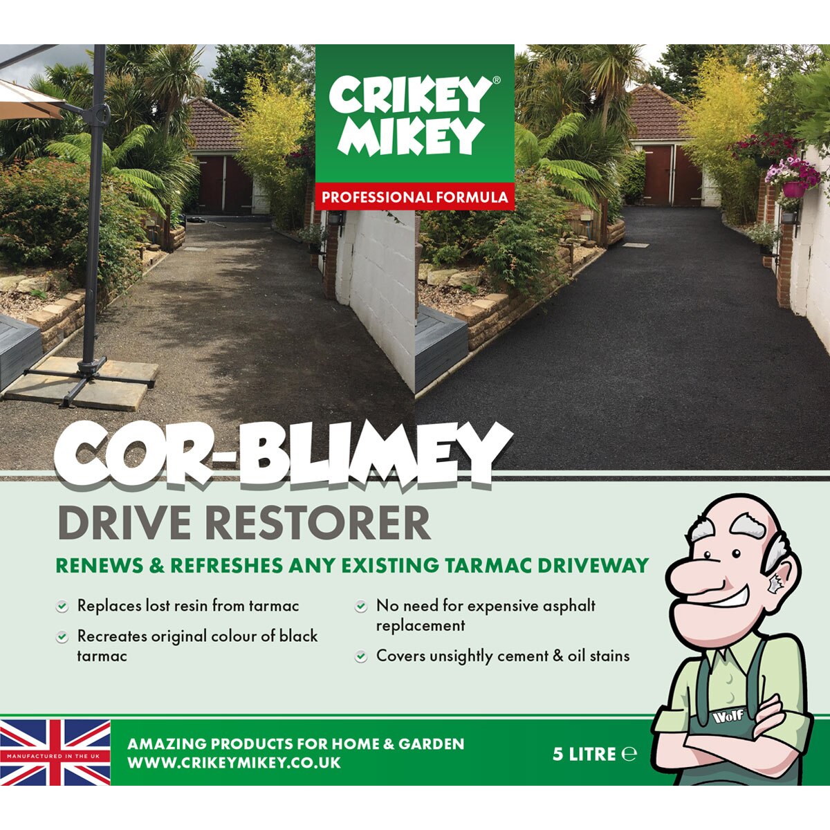 Crikey Mikey Cor-Blimey Tarmac Restorer Drive 5L Cleaning Kit - Image 3