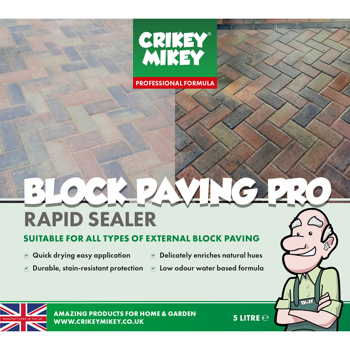 Crikey Mikey Block Paving Pro Rapid Sealer 5L Cleaning Kit