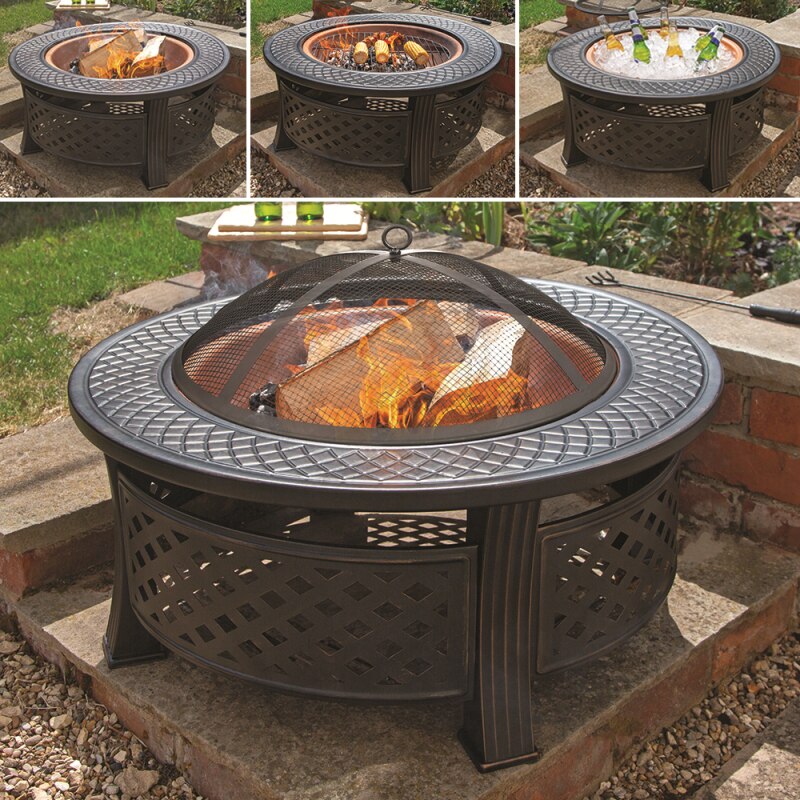 3-in-1 Steel Firepit, BBQ & Drinks Cooler - Image 3