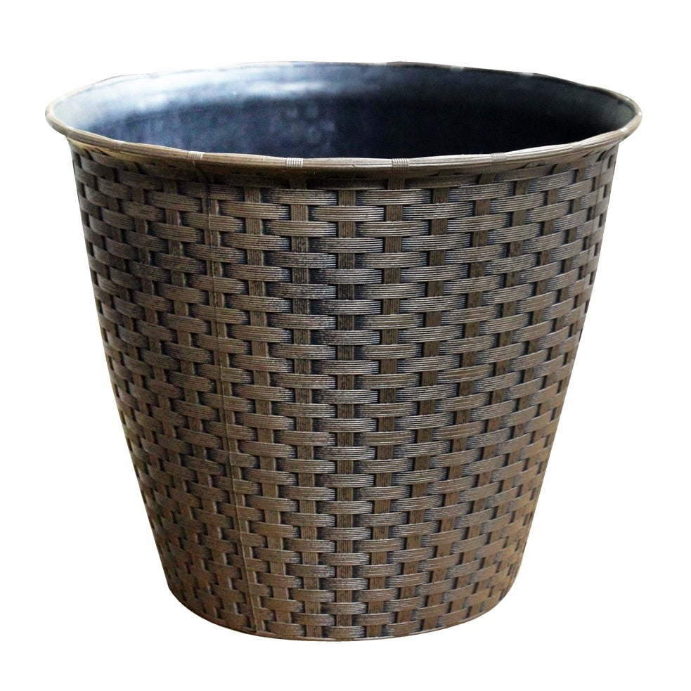 Large Rattan Effect Plastic Plant Pot - Image 1
