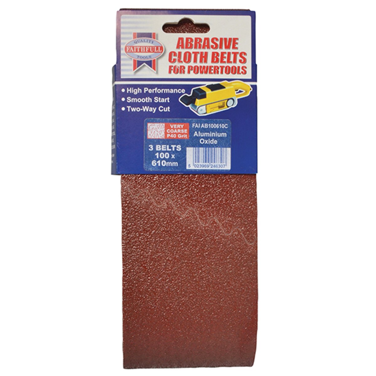 Faithfull Cloth Sanding Belt 610 x 100mm 60G (Pack 3) - FAIAB100610C - Image 2