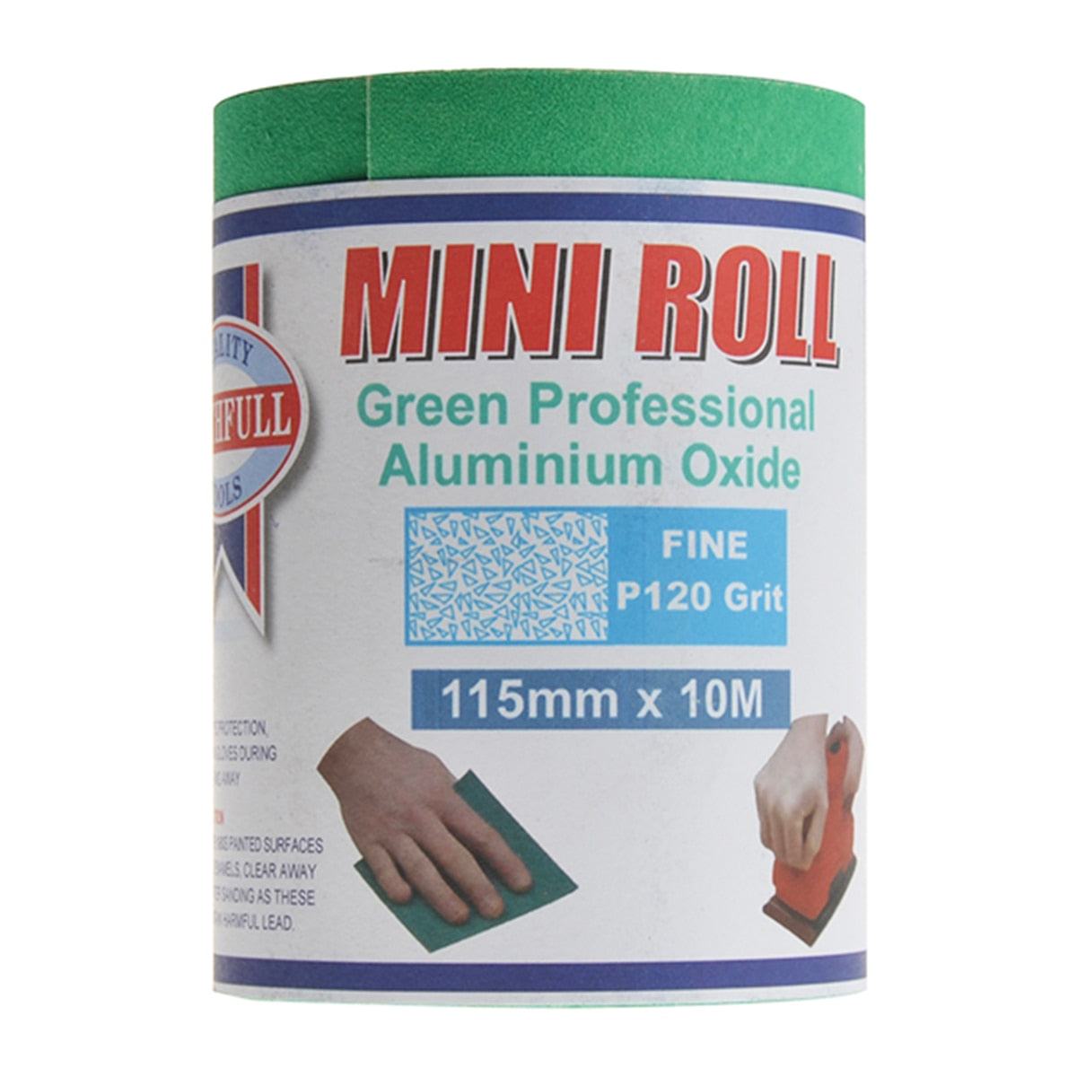 Faithfull Aluminium Oxide Sanding Paper Roll Green 115mm x 10m 120G - FAIAR10120G - Image 1