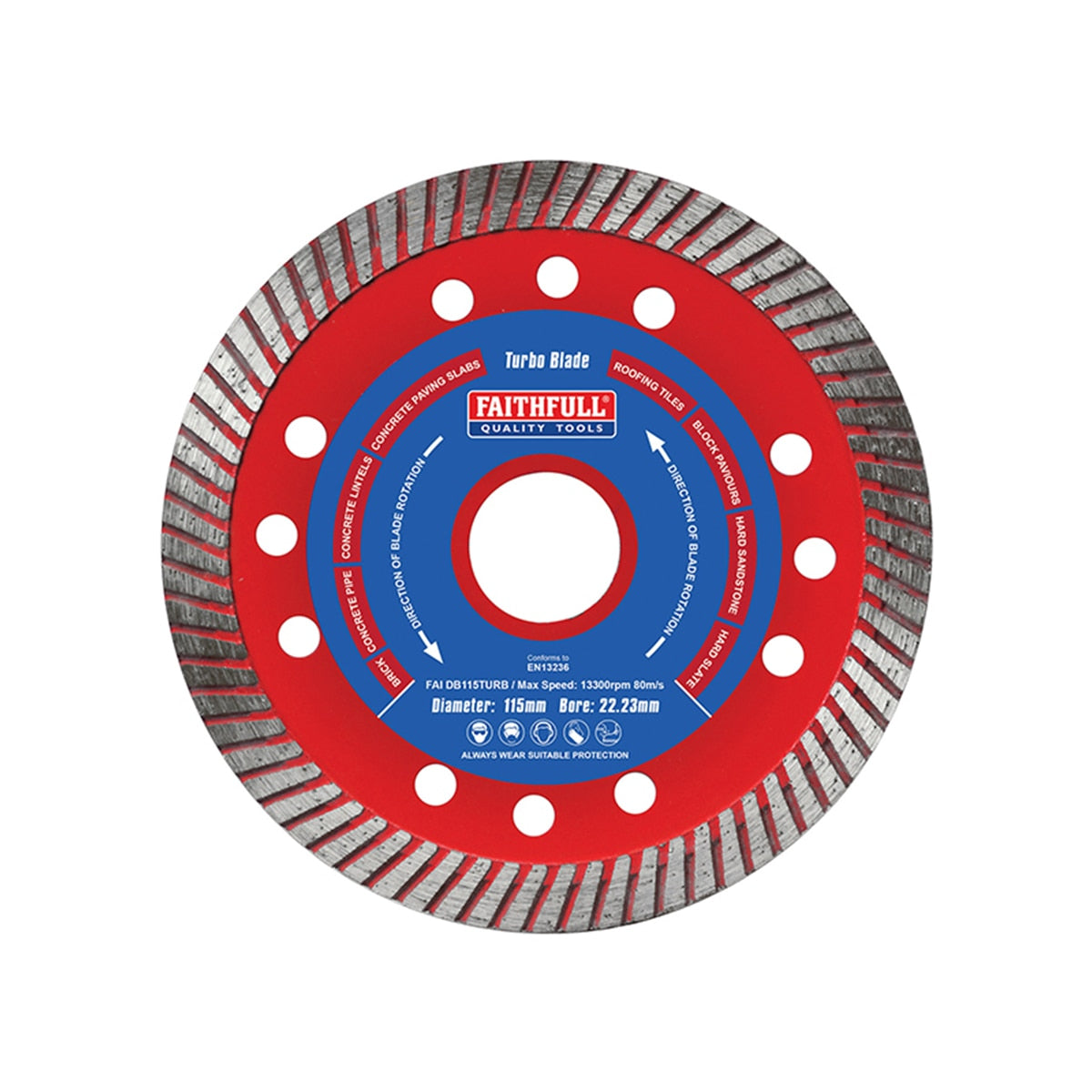Faithfull Turbo Cut Diamond Blade 115 x 22mm - FAIDB115TURB - Image 1