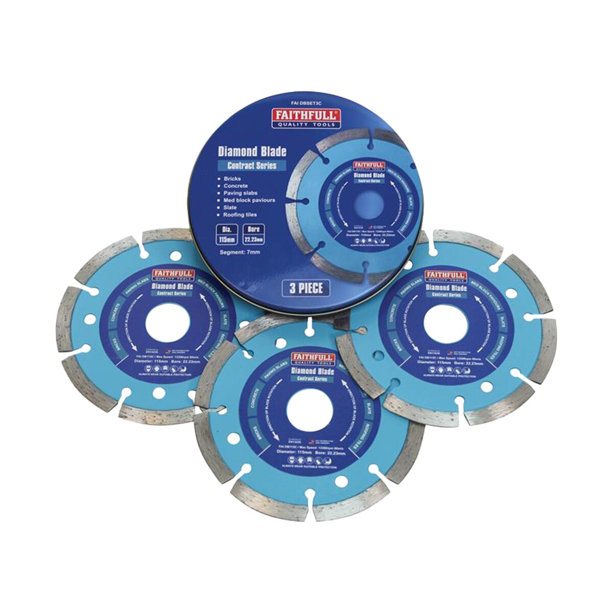 Faithfull Contract Diamond Blades 115 x 22.2mm (Pack 3) - FAIDBSET3C - Image 1