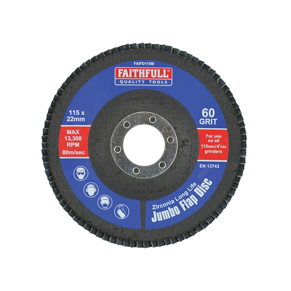 Faithfull Abrasive Jumbo Flap Disc 115mm Medium - FAIFD115M - Image 1