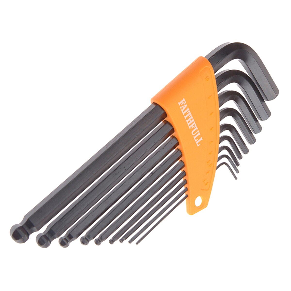Faithfull Ball End Long Arm Hexagon Key Set, 9 Piece (1.5-10mm) - FAIHKS9MLB - Image 1