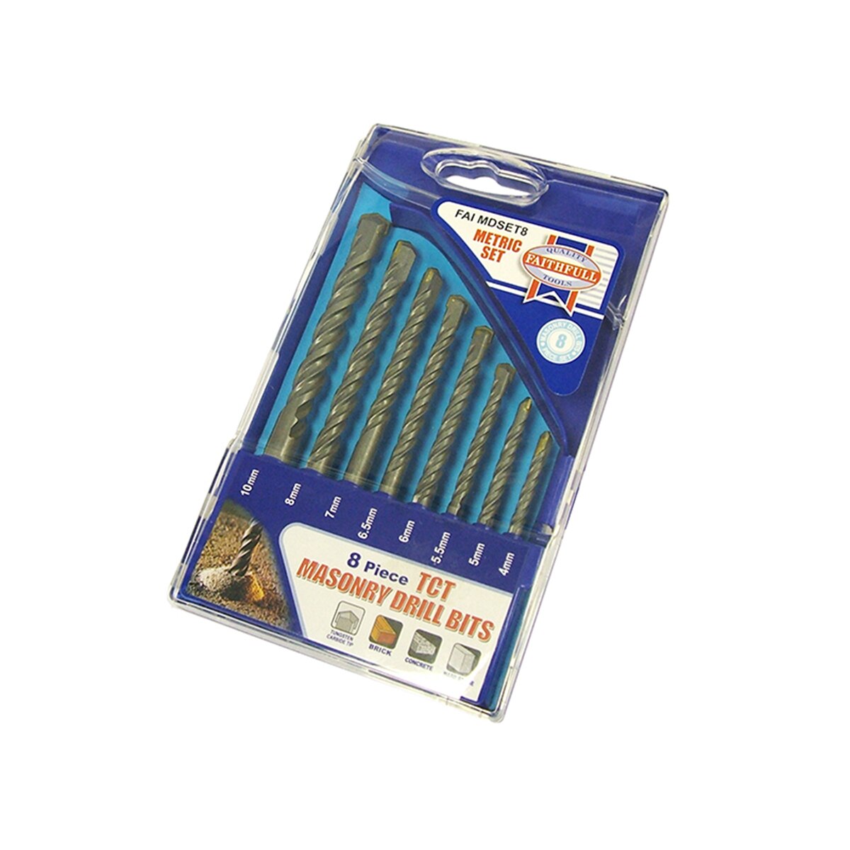 Faithfull Standard Masonry Drill Set, 8 Piece 4-10mm - FAIMDSET8 - Image 1