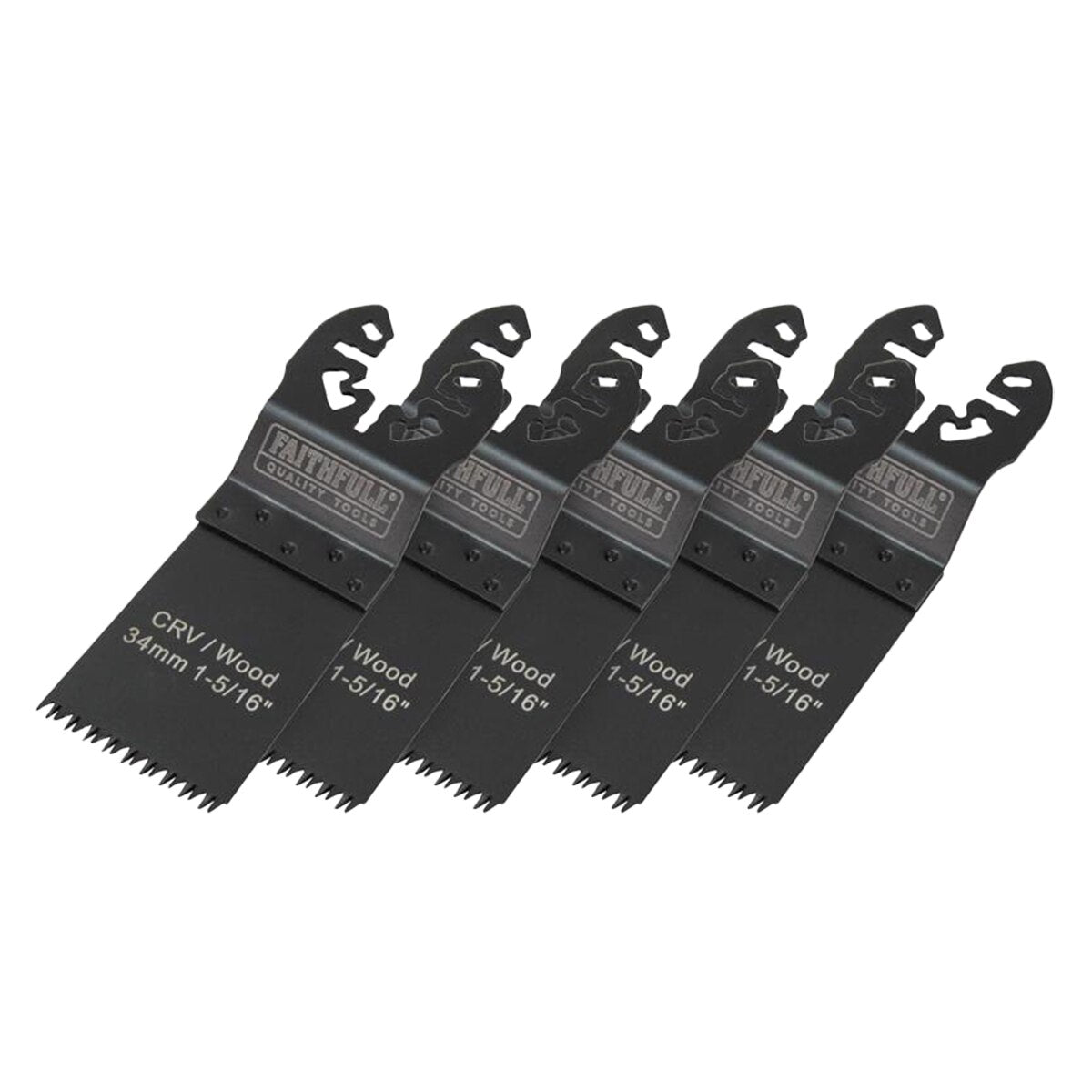Faithfull Multi-Function Tool CrV Flush Cut Wood Blade Ground Side Set 34mm (Pack 5) - FAIMFW34B - Image 1