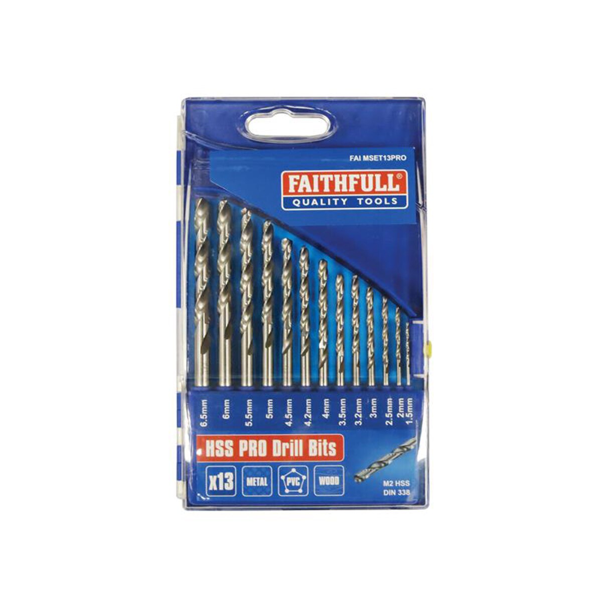 Faithfull Professional HSS Jobber Drill Bit Set, 13 Piece (1.5 - 6.5mm) - FAIMSET13PRO - Image 1