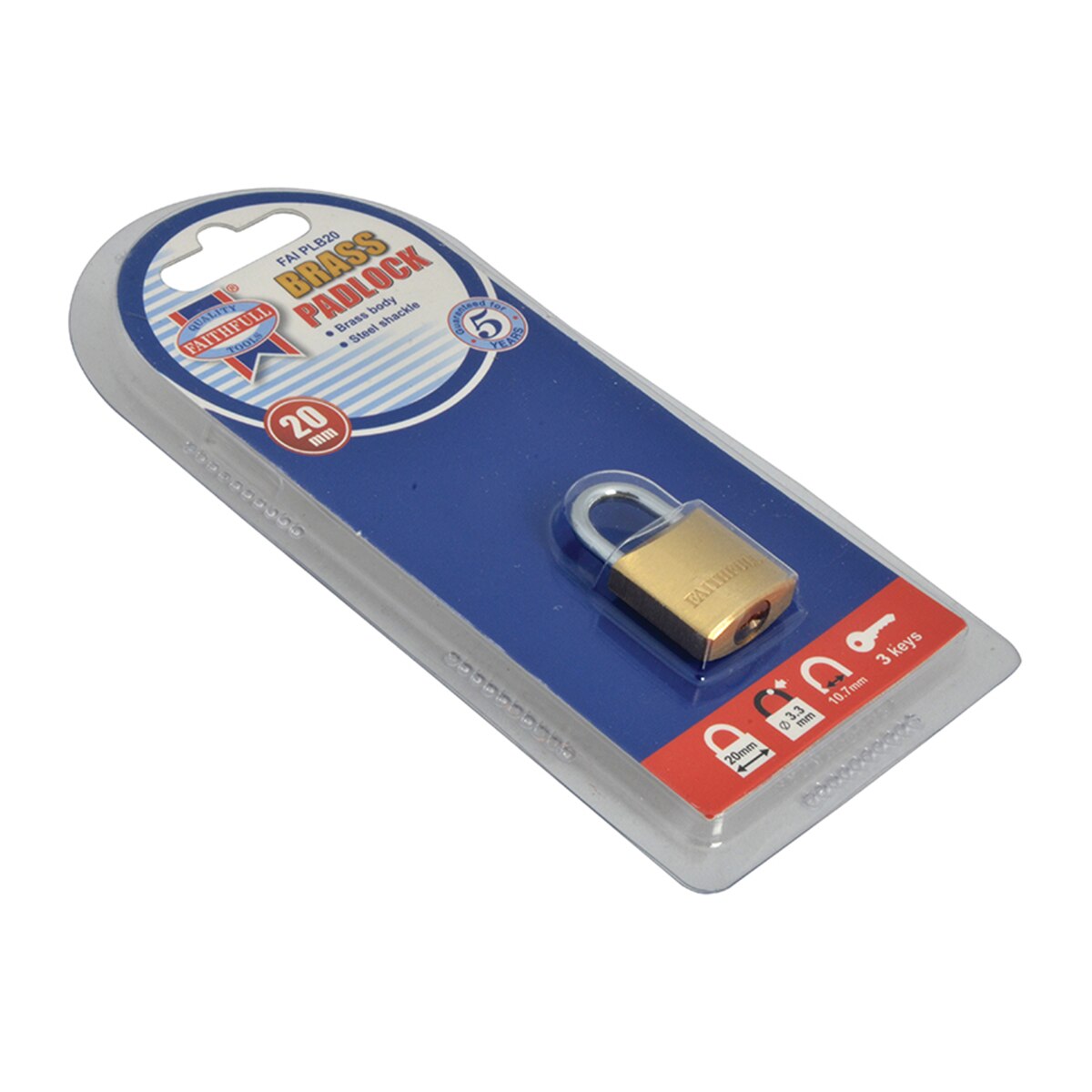 Faithfull Brass Padlock 20mm 3 Keys - FAIPLB20 - Image 5