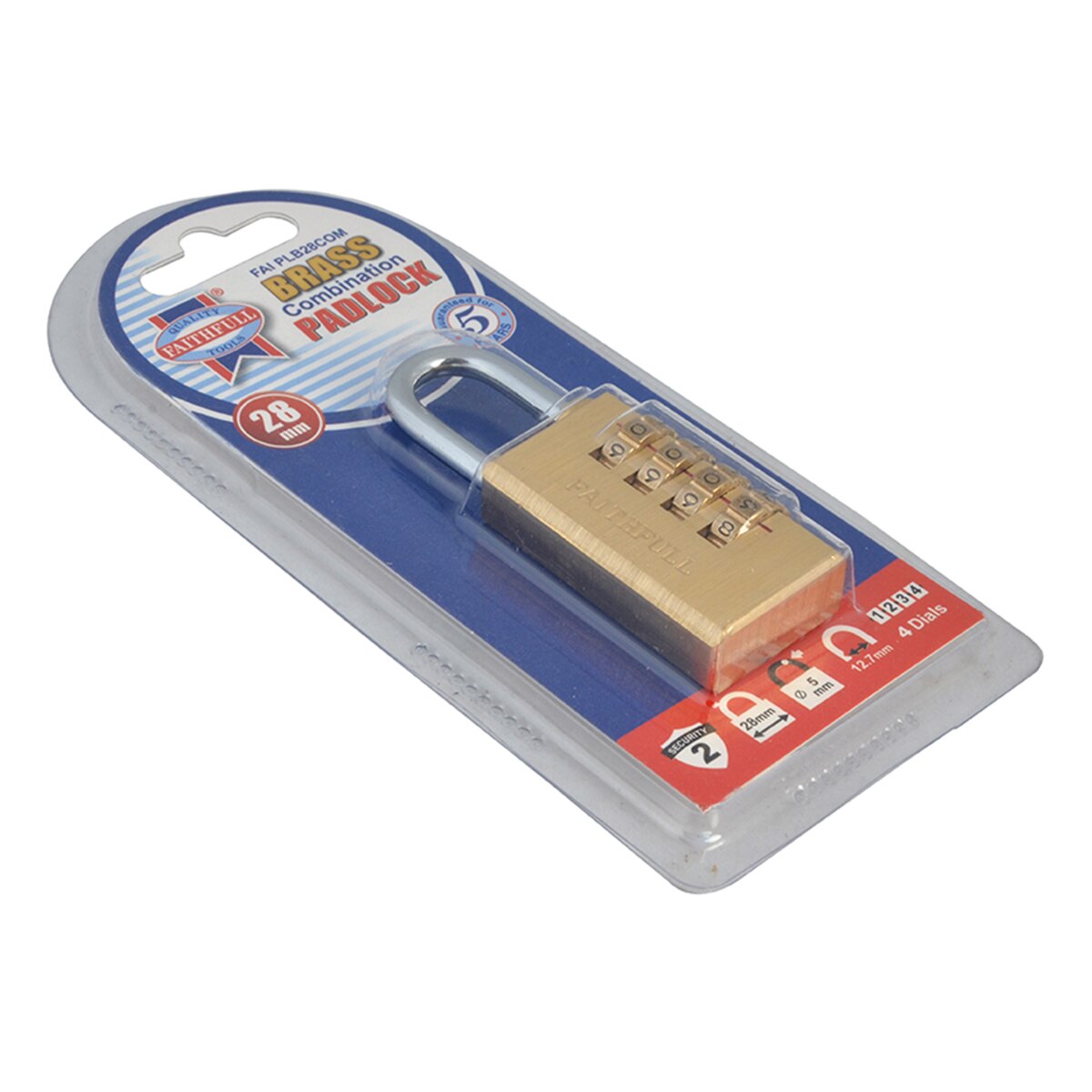 Faithfull Brass Combination Padlock 28mm - FAIPLB28COM - Image 5