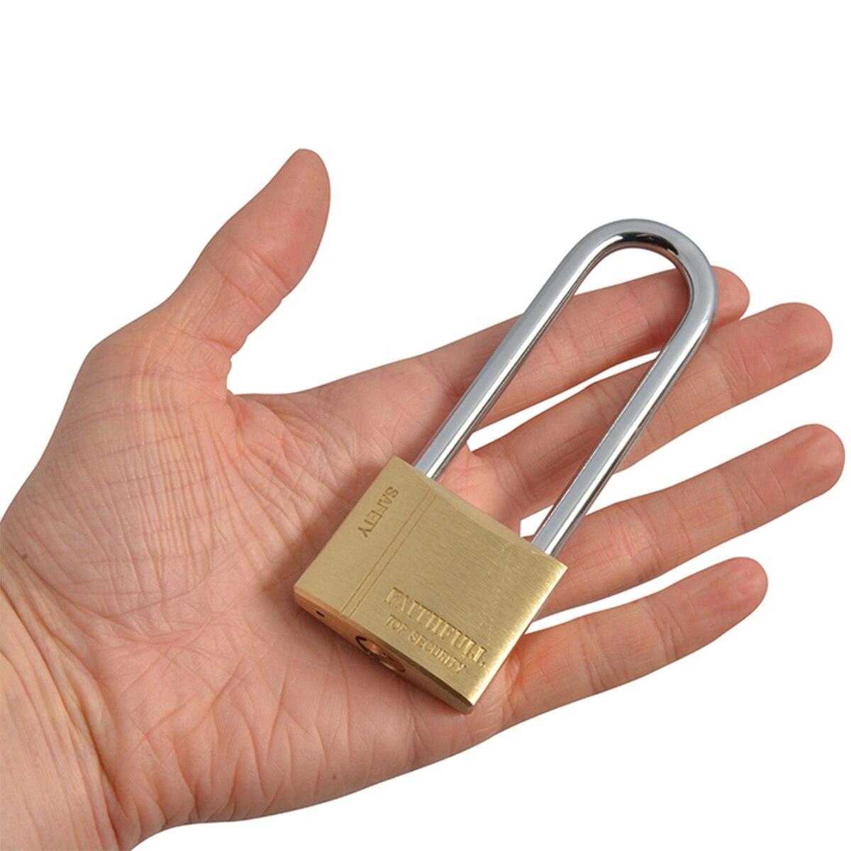 Faithfull Brass Padlock 40mm Long Shackle 3 Keys - FAIPLB40LS - Image 3