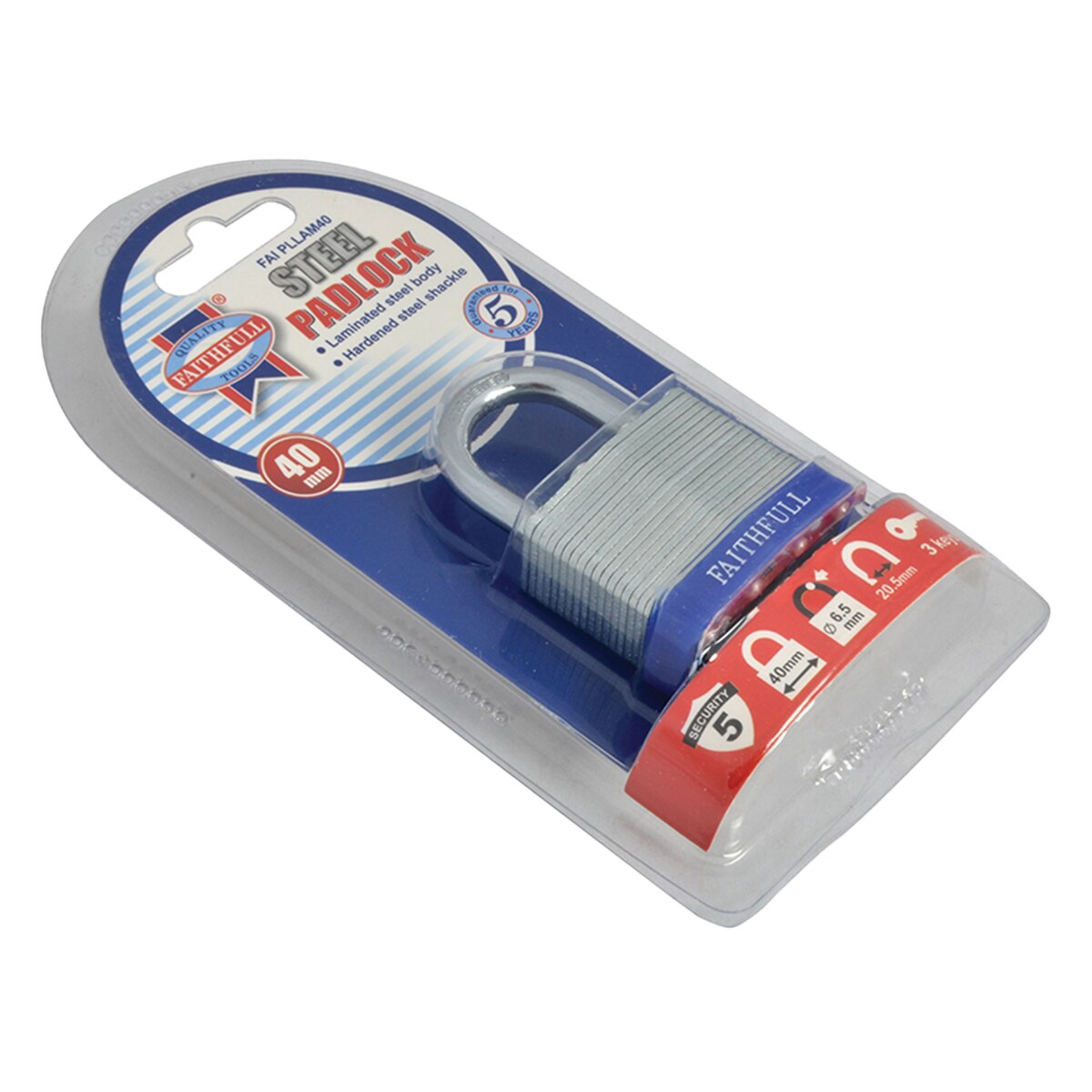 Faithfull Laminated Steel Padlock 40mm 3 Keys - FAIPLLAM40 - Image 5