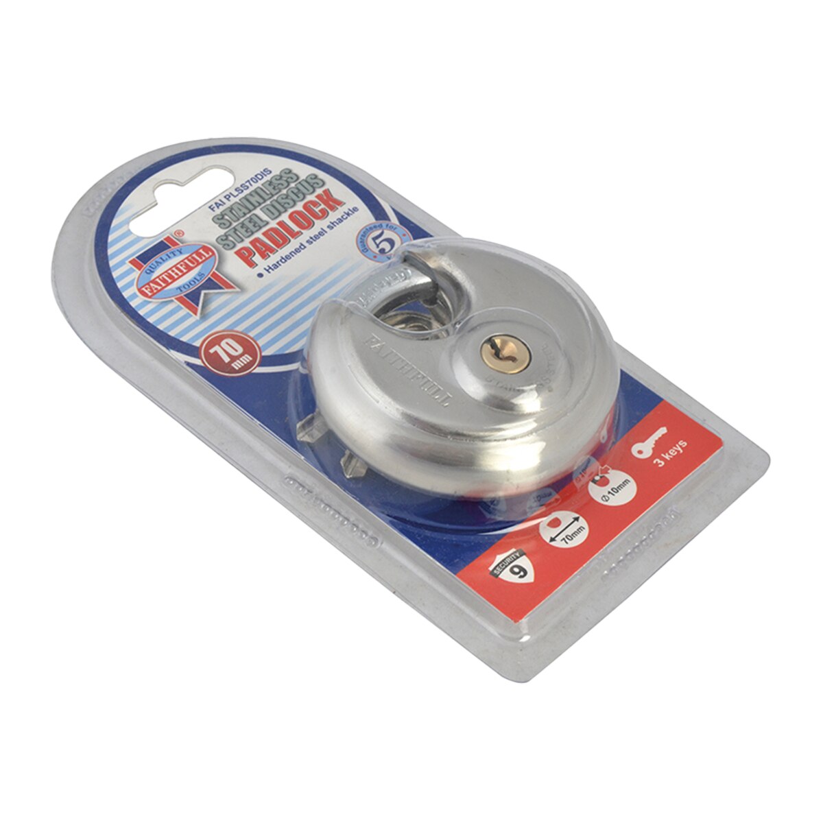 Faithfull Stainless Steel Discus Padlock 70mm - FAIPLSS70DIS - Image 5