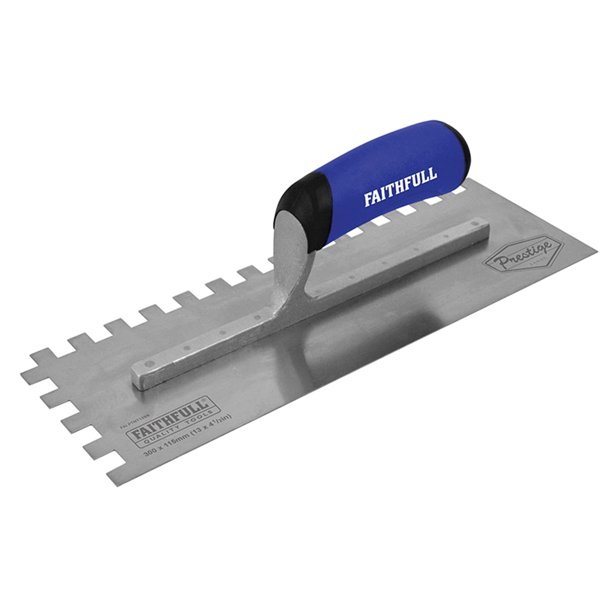 Faithfull Prestige Notched Trowel 330 x 115mm (13 x 4.1/2in) 10mm Notch - FAIPTNT13SS - Image 1