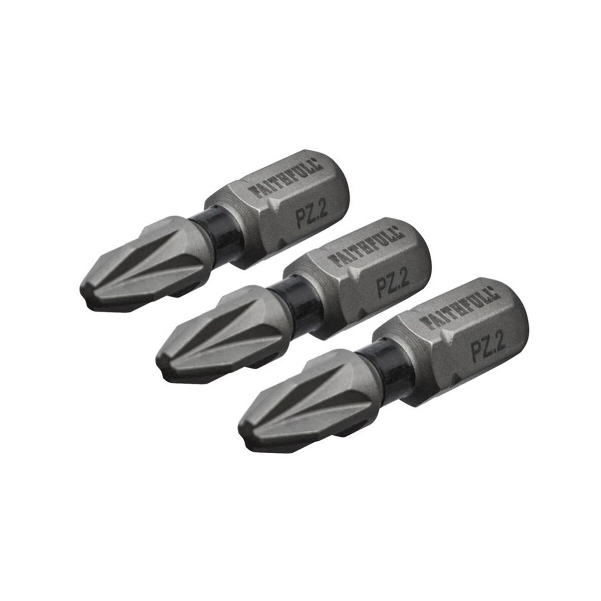 Faithfull Pozi Impact Screwdriver Bits PZ2 x 25mm (Pack 3) - FAISBPZ225IM - Image 1