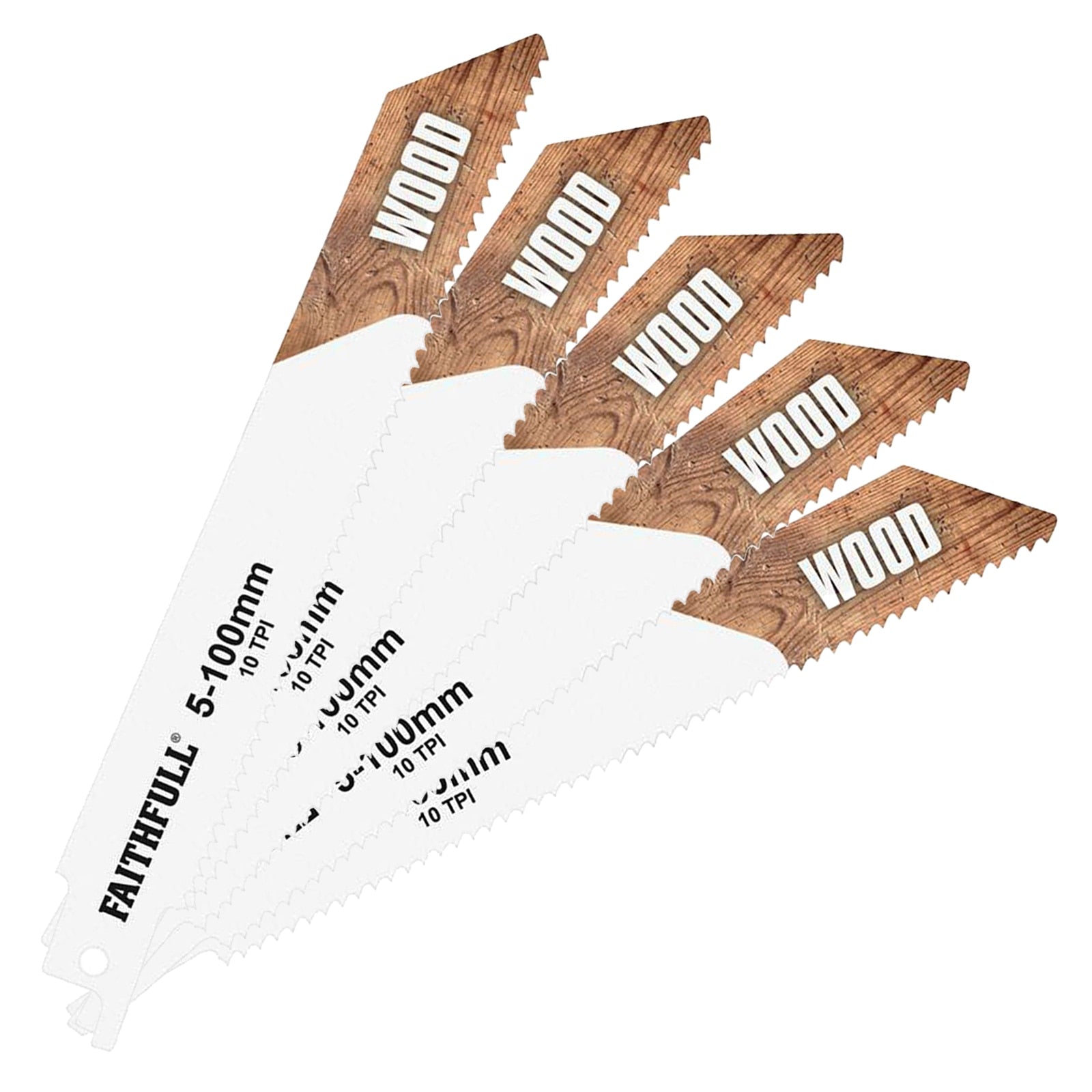 Faithfull S811H Sabre Saw Blade Wood 150mm 10 TPI (Pack of 5) - FAISBS811H - Image 1