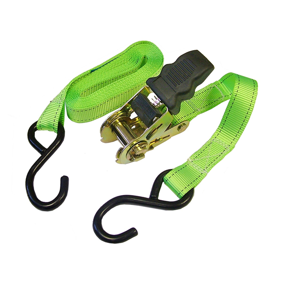 Faithfull Ratchet Tie-Downs S-Hook 5m x 25mm Breaking Strain 600kg/daN 2 Piece - FAITDRAT51SH - Image 1