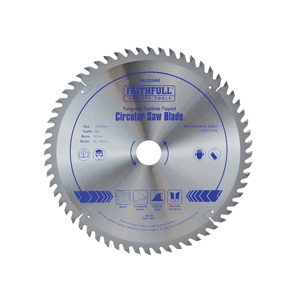 Faithfull TCT Circular Saw Blade 254 x 30mm x 60T POS - FAIZ25460 - Image 1