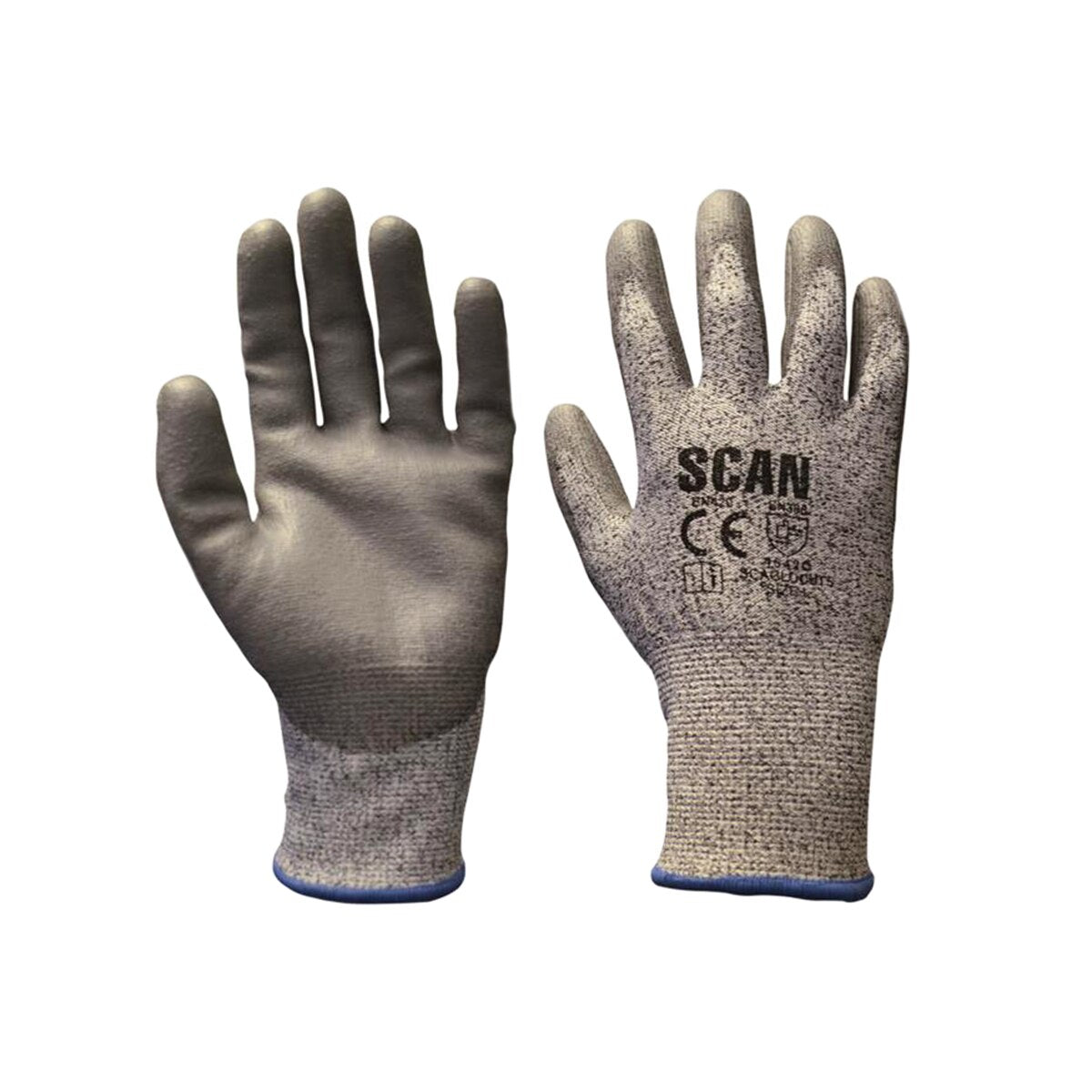 Scan Grey PU Coated Cut 5 Gloves - L (Size 9) - SCAGLOCUT5 - Image 1