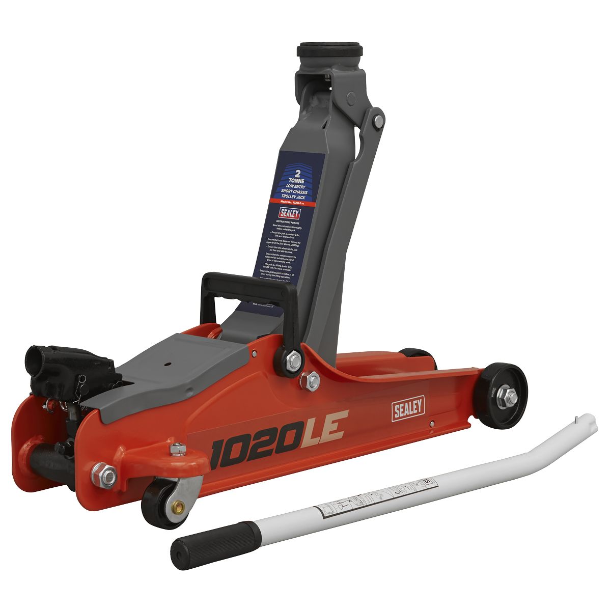 Sealey Trolley Jack 2 Tonne Low Profile Short Chassis Red - Image 1