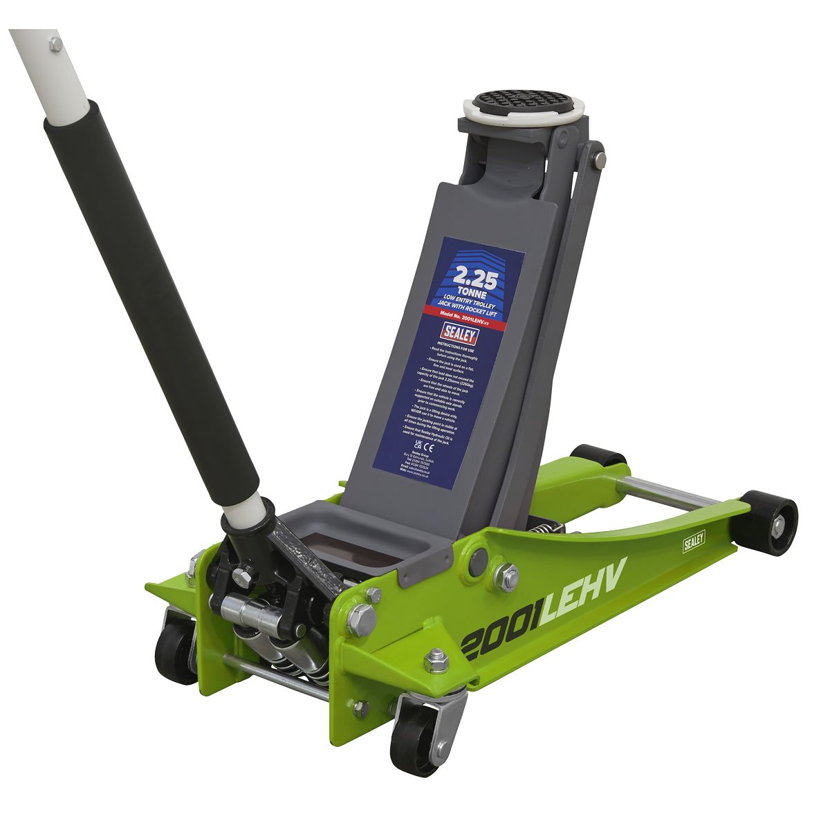 Sealey Trolley Jack 2.25 Tonne Low Profile Rocket Lift Hi-Vis Green - Image 1