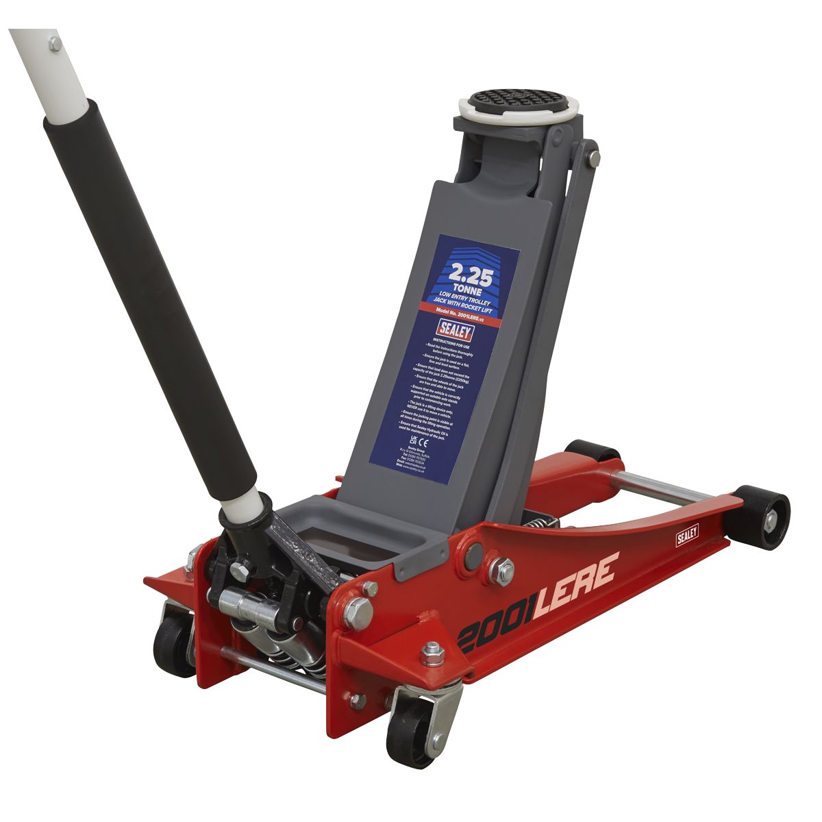 Sealey Trolley Jack 2.25 Tonne Low Profile Rocket Lift Red - Image 1