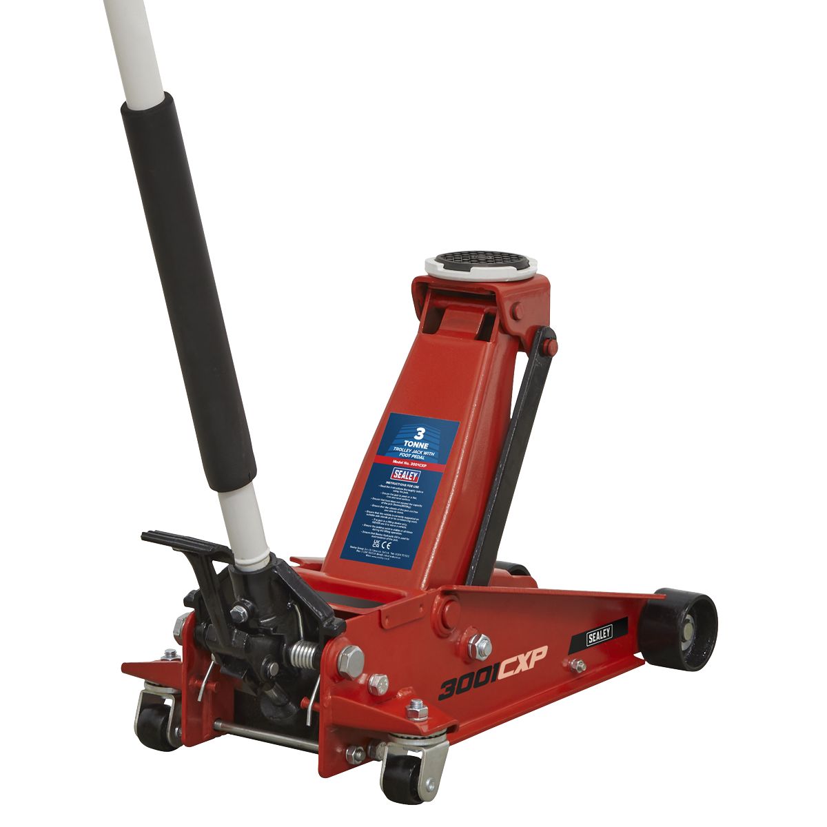 Sealey Trolley Jack 3 Tonne with Foot Pedal - Image 1