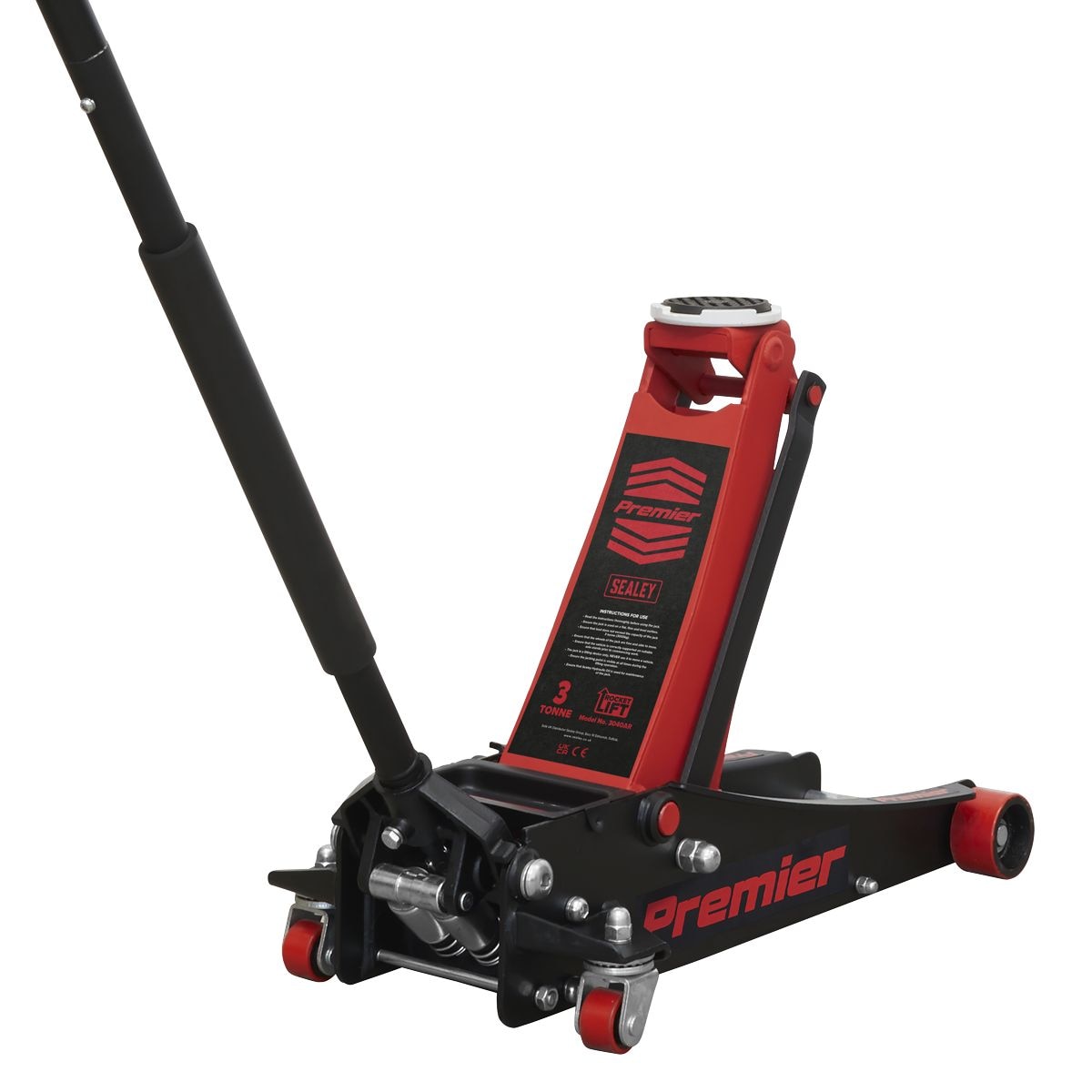 Sealey Trolley Jack 3 Tonne Rocket Lift Red - Image 1