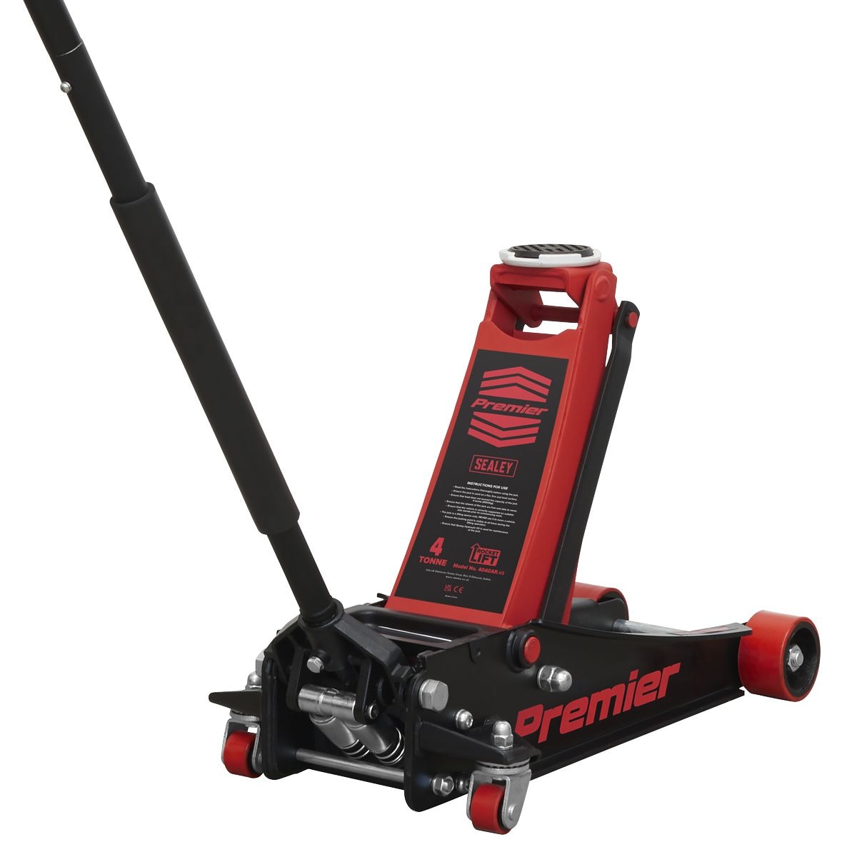 Sealey Trolley Jack 4 Tonne Rocket Lift Red - Image 1
