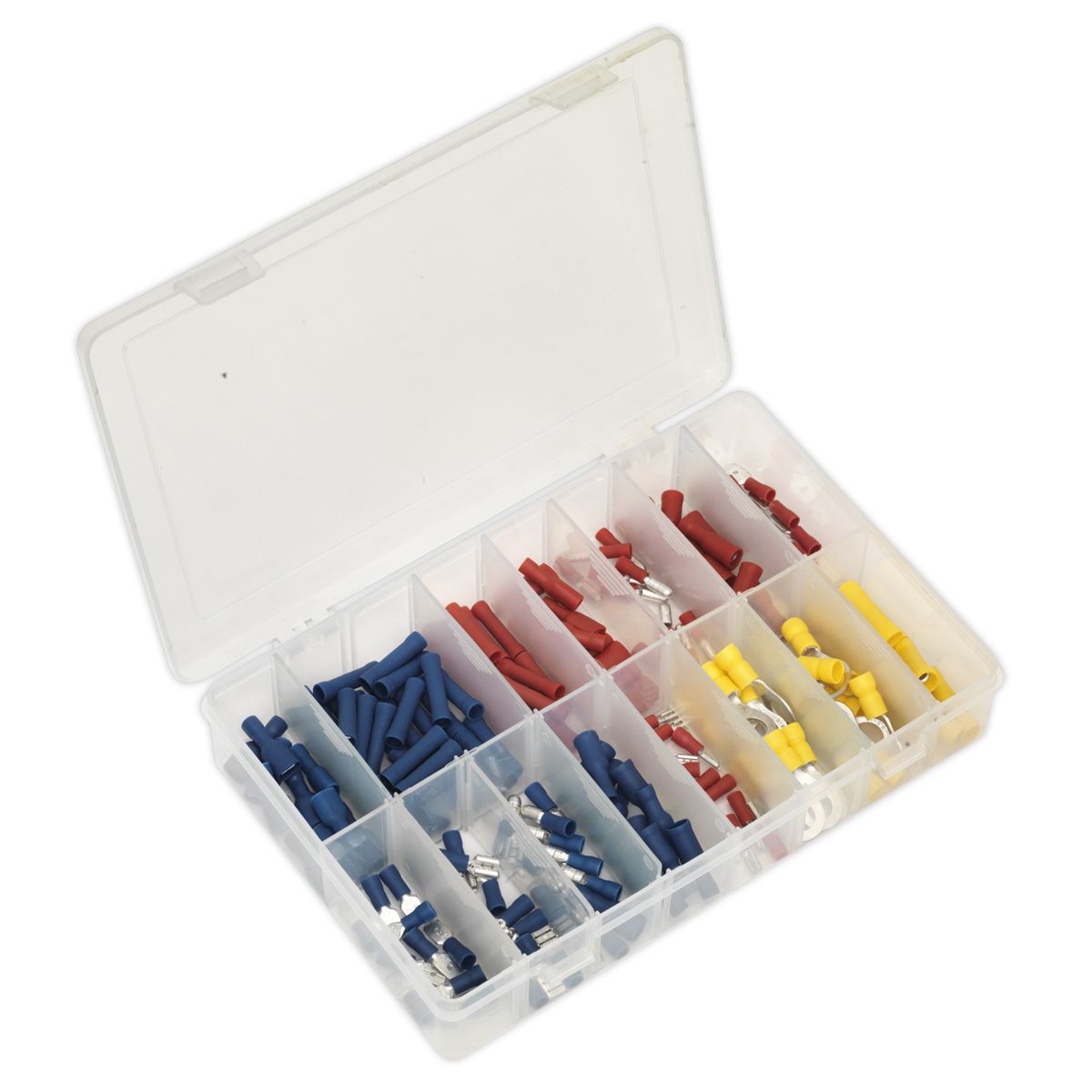 Sealey Crimp Terminal Assortment 200pc Blue, Red & Yellow - Image 1
