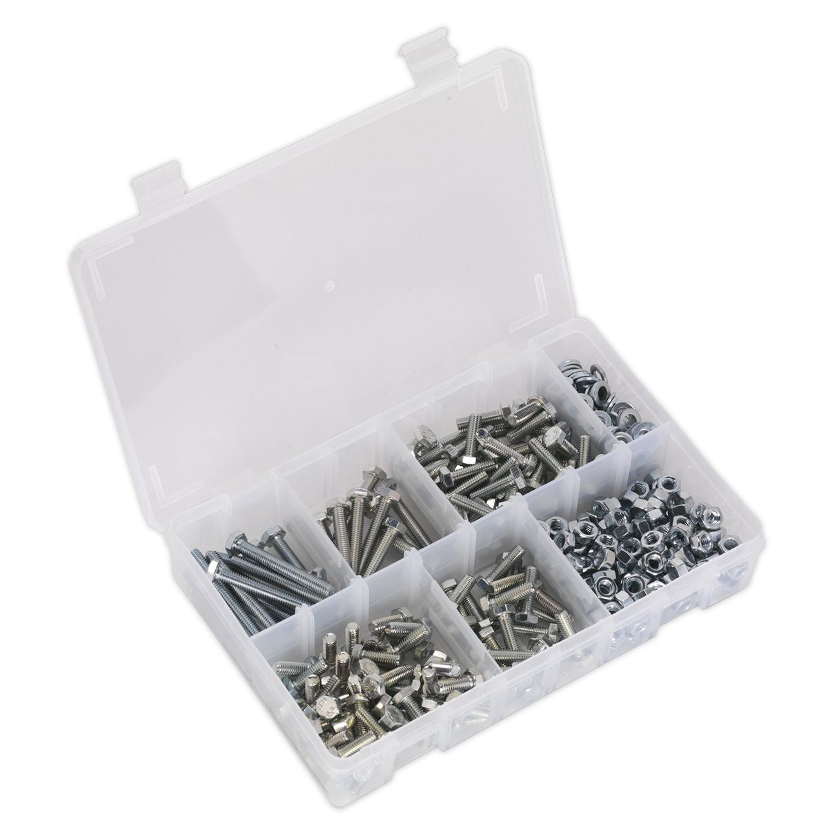 Sealey Setscrew, Nut & Washer Assortment 408pc High Tensile M6 Metric - Image 1